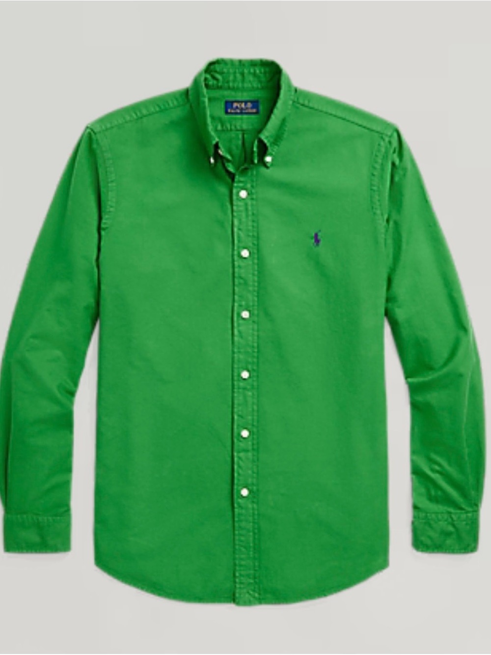 Ralph Lauren Green Button-Down Shirt with Navy Pony